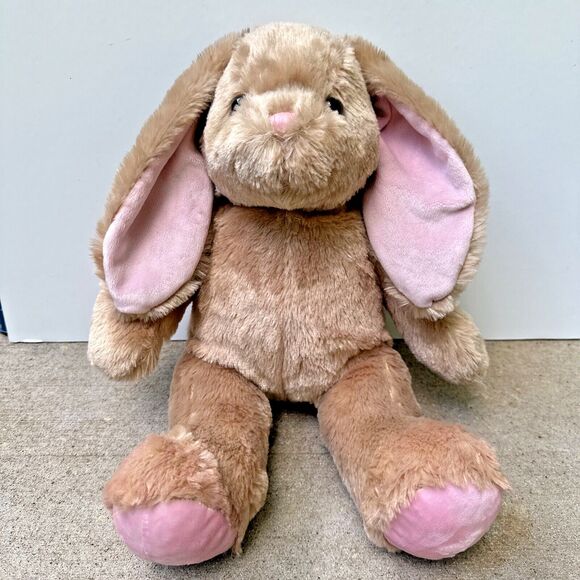 Build A Bear Brown Bunny Rabbit Plush Stuffed Animal Pink Ears Feet 15" Easter - Picture 1 of 13